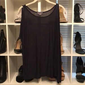 Delicate Vince tunic top in deep navy